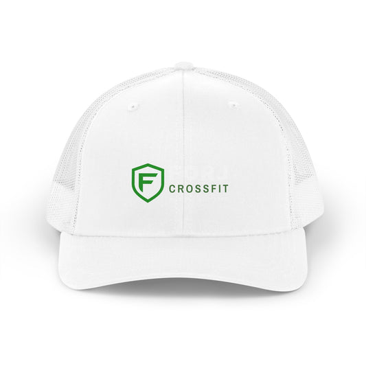 CrossFit Shield Trucker Hat — Retro Mesh Fitness Cap